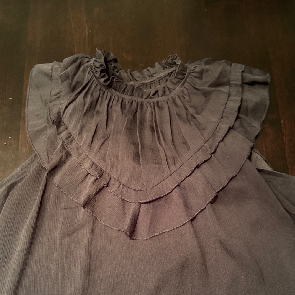 Source Unknown Charcoal Ruffle Blouse - image 4